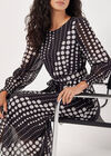 Spot Print Chiffon Midaxi Dress, Black, large