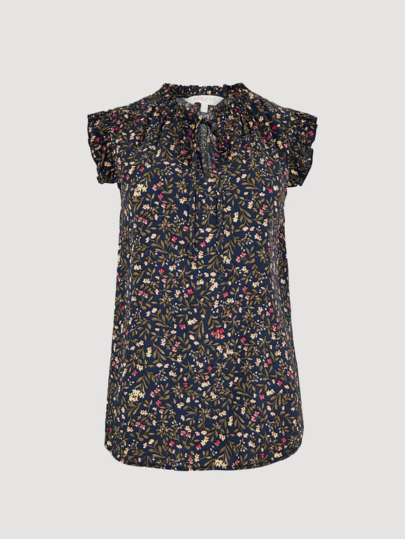 Floral Forest Top, Navy, large