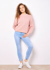 Cotton Blend Cable Knit Jumper, Pink, large