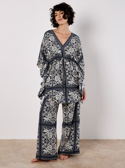 Scarf Print Kimono Mini Dress