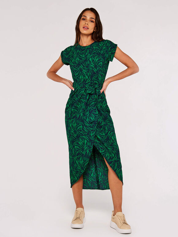 Brushstroke Print  Midi Dress, Navy, large