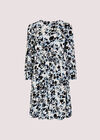 Brushstroke Smock Mini Dress, Blue, large