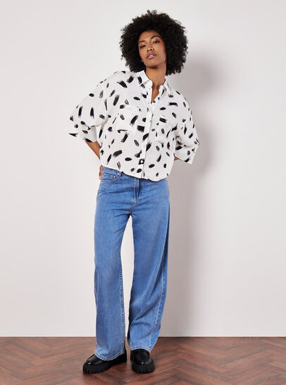 Paint Stroke Print Utility Shirt