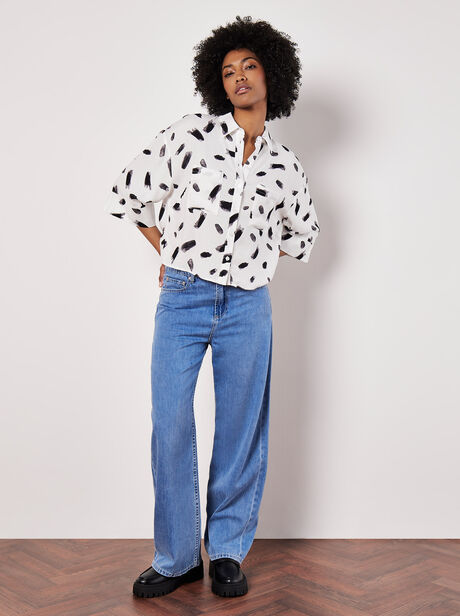 Paint Stroke Print Utility Shirt