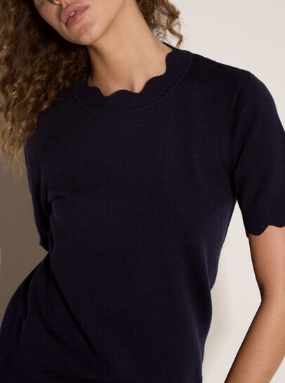 Scallop Knitted T-Shirt