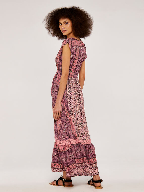 Paisley Crochet Maxi Dress, Pink, large