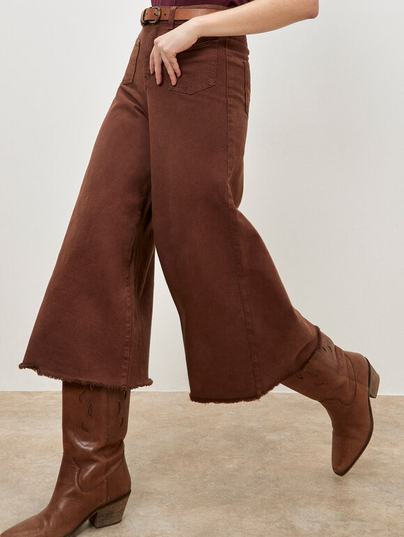 Giana High Waist Palazzo Jeans, Rust, large