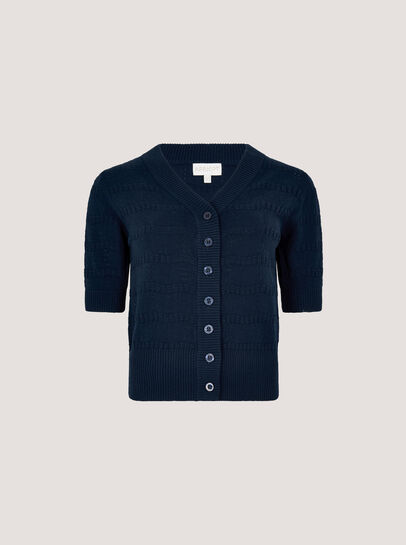 Stripe Pointelle Knit Cardigan