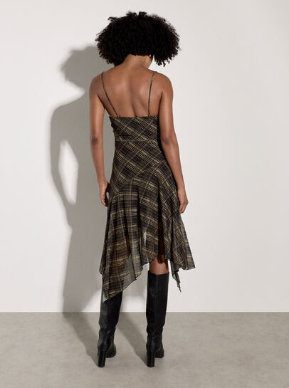 Check Mesh Cami Midi Dress