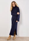 Roll Neck Jumper Maxi Dress, Navy, large