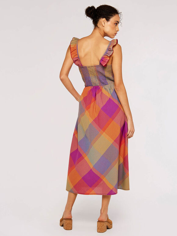 Plaid Midi Dress, Pink, large