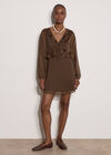 Polka Dot Chiffon Mini Dress, Brown, large