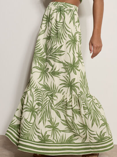 Palm Print Midi Skirt