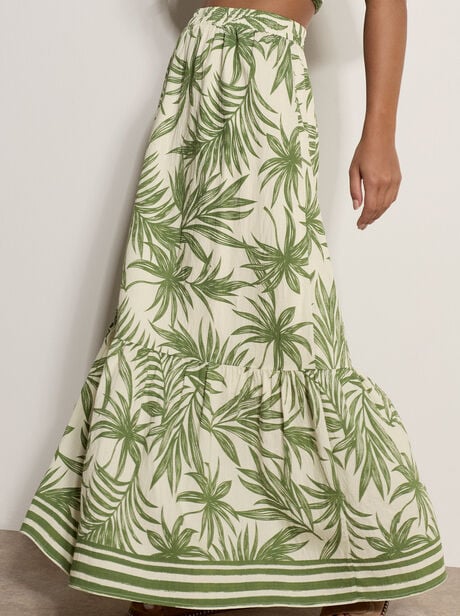 Palm Print Midi Skirt