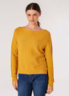 Waffle Knit Aran Jumper, Mustard, large
