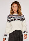 Fairisle Knit Jumper, Cream, large