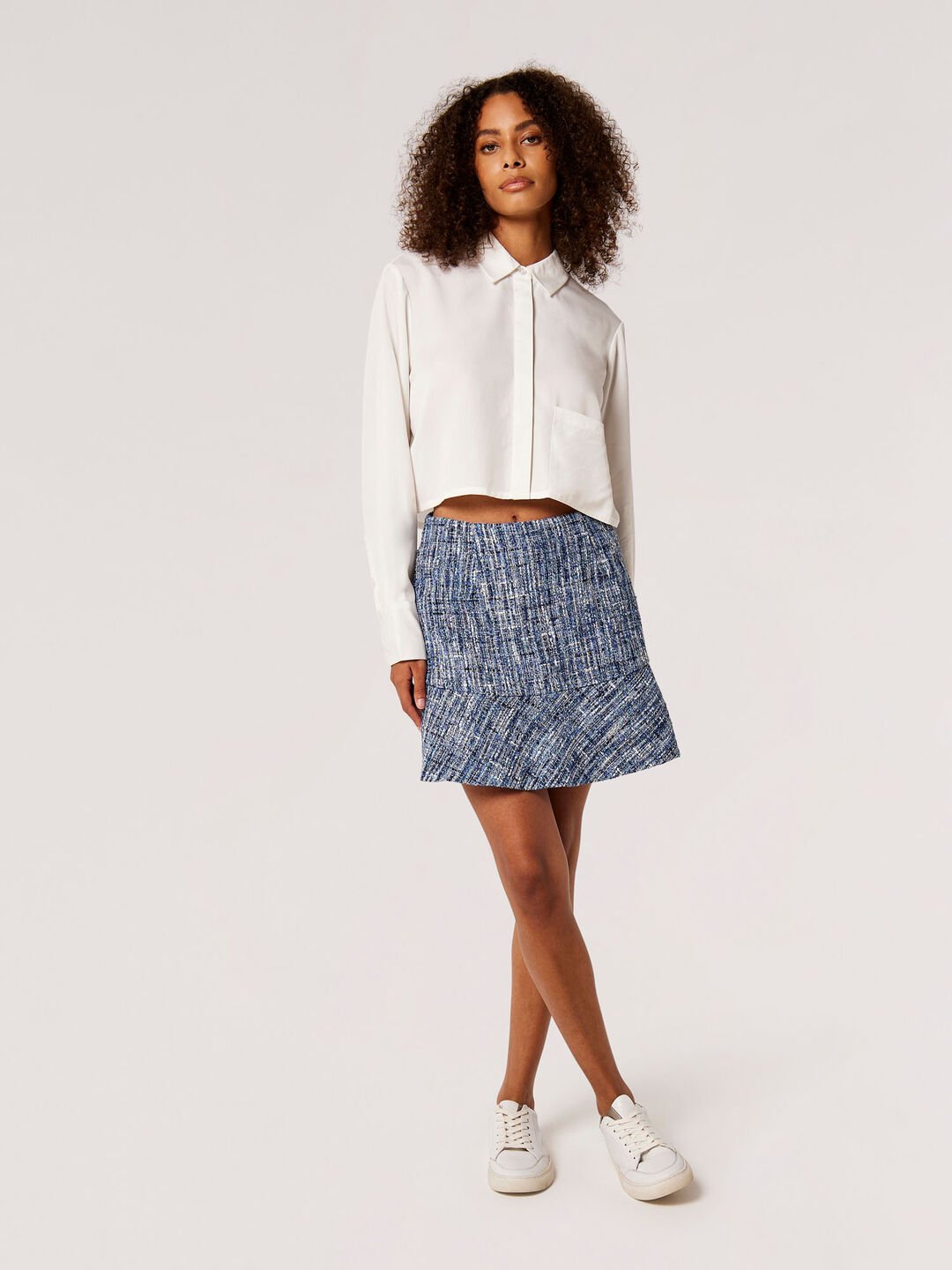 Image of Shimmer Tweed Ruffle Mini Skirt