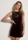 Velvet Swing Mini Dress, Brown, large