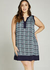 Tribal Tile Print Tunic Dress +, Aqua - Turquoise, large