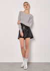 Batwing Sleeve Studded Jumper, Grey, large