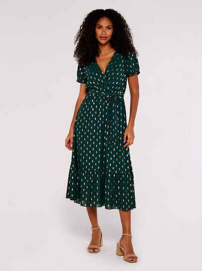 Gold Foil Oval Midi Dress