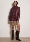 Oversized Faux Leather Jacket, Plum, large