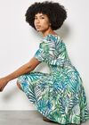 Palm Print Cotton Broderie Mini Dress, White, large
