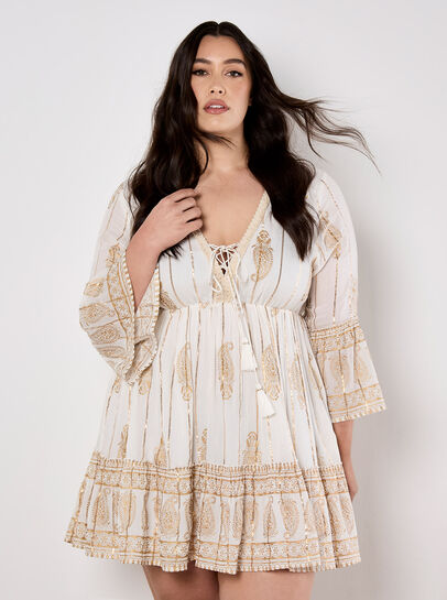 Paisley Shimmer Mini Dress
