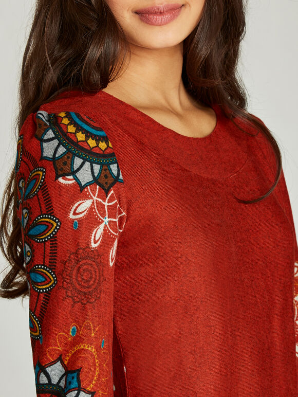 Kaleidoscope Tribal Border Dress, Red, large