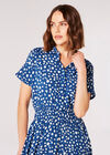 Painterly Dot Smocked Midi Dress, Blue, large