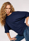 Soft Touch Drawstring Knit Top, Navy, large