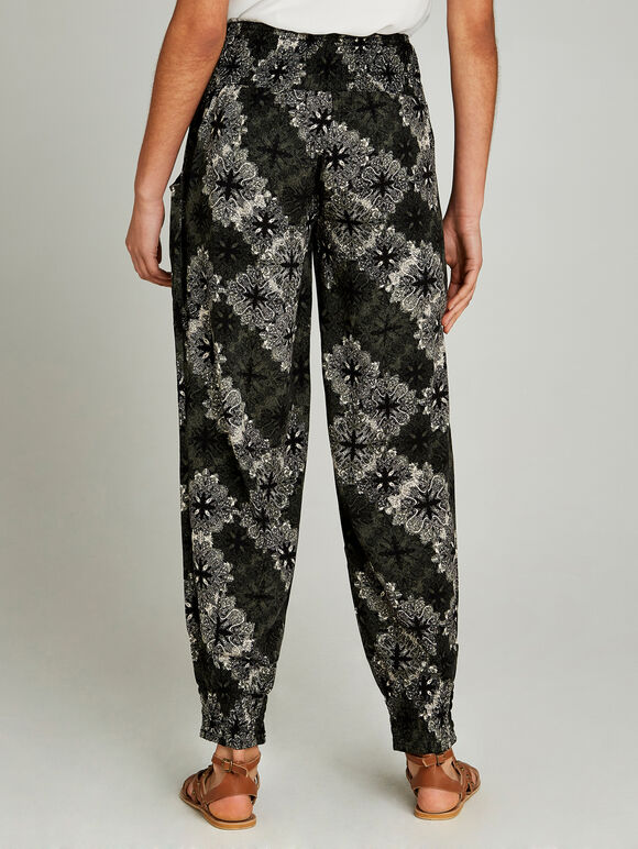 Khaki Layered Paisley Tile Joggers, Khaki, large