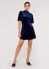 Fit And Flare Velvet Mini Dress, Navy, large