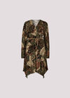 Paisley Wrap Mini Dress, Khaki, large