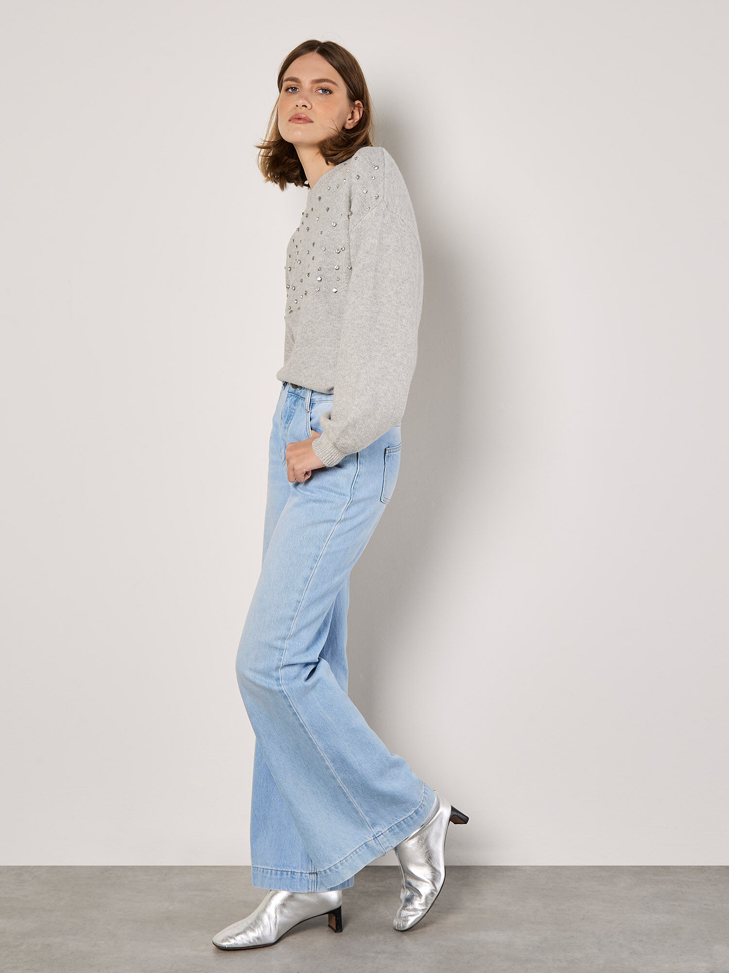 【新品】MIA ASTERISM sleeve fur G jumper M Gem Embellished Jumper | Apricot Clothing