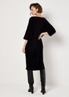 Ribbed Knit Cocoon Midi Dress, Black, large