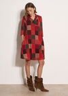 Textured Check Knit Midi Dress, Red, large