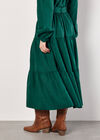 Belted Tiered Maxi Skirt, Green, large
