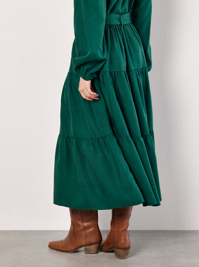 Belted Tiered Maxi Skirt