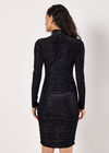 Animal Jacquard Velvet Mini Dress, Black, large