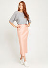 Bias Cut Satin Midi Skirt, Pink, large