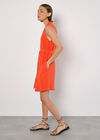Textured Cotton Button Down Mini Dress, Orange, large
