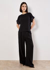 Sequin Trim Chiffon Layered T-Shirt, Assorted, large