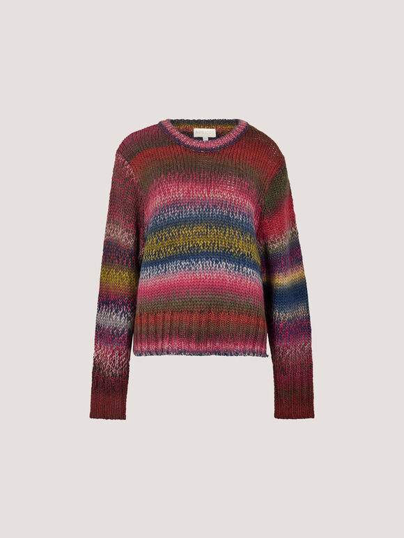 Chunky Knit Tonal Stripe Jumper, Navy, large
