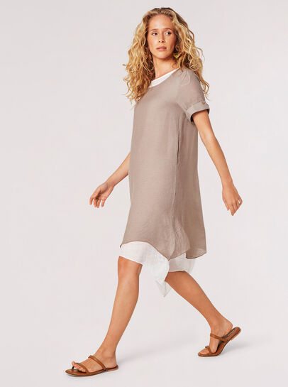 Slub Shimmer Tunic Mini Dress