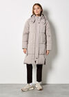 Longline Padded Puffer Coat, Stone, large