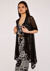 Mesh Waterfall Cardigan, Black, large