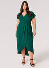 Curve Textured Wrap Midi Dress, Green, large