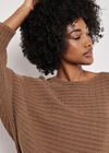 Cable Stripe Batwing Jumper, Brown, large