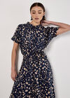 Scattered Squares Shirt Midi Dress, Navy, large